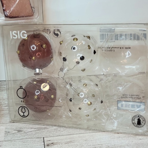 Lot 3 IKEA Christmas Ornaments Blown Glass ISIG Polkadot Sugar Texture READ - Picture 8 of 10